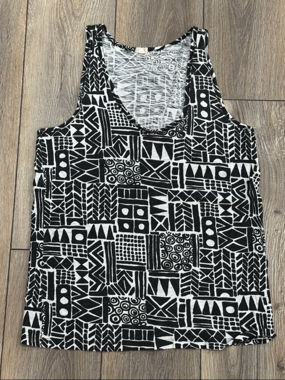 Festival 100% Cotton Black & White Geometric Tank Top